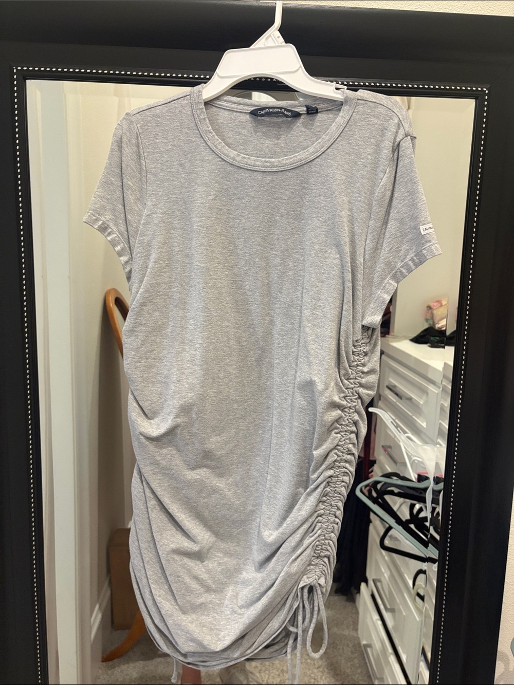Calvin Klein Tee shirt dress with scrunched sides